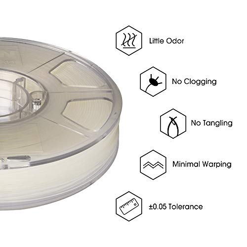 eSUN Filamento Nylon 1.75mm, Filamento PA de Impresión 3D, Precisión Dimensional +/- 0.05mm, 1KG (2.2 LBS) de Carrete para Impresora 3D, Natural