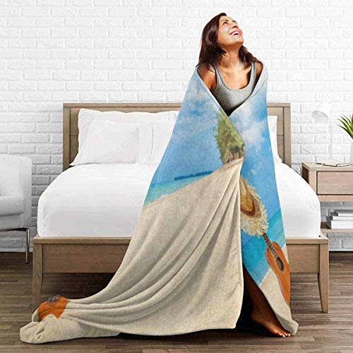 Etryrt Manta, Luxury Collection Microplush Flannel Fleece Blanket Summer Beach Palm Tree Guitar Lightweight All-Season Anti-Static for Fleece Throw Sofa Couch Bed 50"x40"