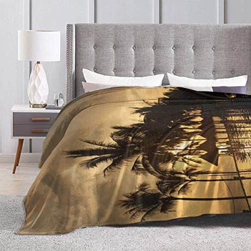 Etryrt Manta, Throw Blanket Ultra Soft Palm Tree Summer Lightweight All-Season Anti-Static for Fleece Throw Sofa Couch Bed 60"x50"