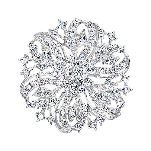 EVER FAITH® - Cristal Austriaco Clasico Inspirado Flores para Boda Broche Claro-Plata-Tono A02444-2