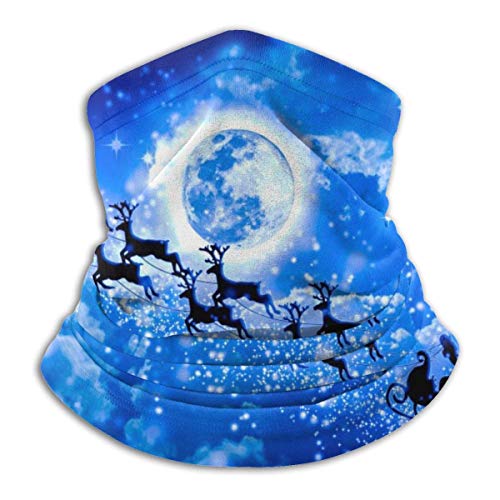 Ewtretr Christmas Night Sky Stars y Full Moon Neck Gaiter Warmer Hombres Mujeres Warm Windproof Neck Gaiter Tube