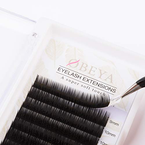 Extensión de Pestañas Postizas Individuales Natural Pestañas Falsas de Seda D Curl Espesor 0,15 mm Longitud Mezclada 8-15 mm para Salón Profesional Maquillaje por Obeya