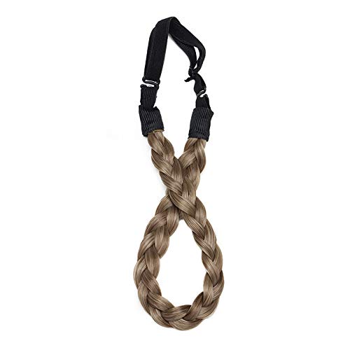 Extensión Natural del cabello Diadema trenzada Trenza para el cabello Cabello Trenzado grueso Accesorio para el pelo Traje para mujeres Niñas 0.6” - Rubio ceniza mezclar marrón chocolate