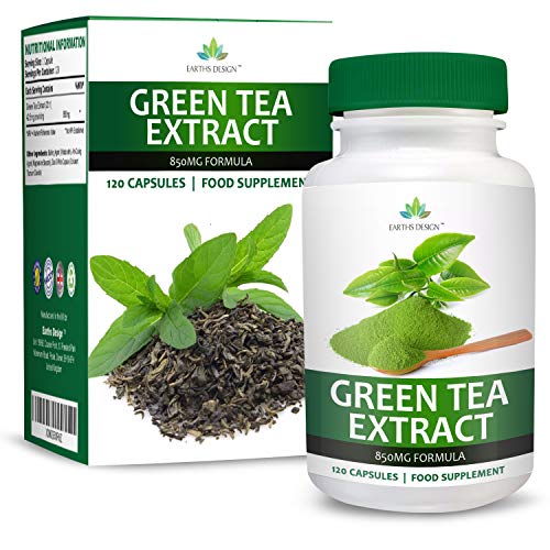 Extracto de Té Verde - 850mg - Con EGCG - Máxima Concentración - Para Hombres y Mujeres - 120 Cápsulas (Suministro Para 4 Meses) de Earths Design