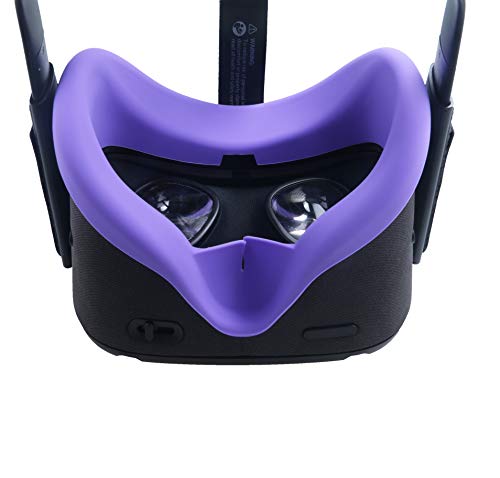 Eyglo Silicon VR Mascarilla Facial para Oculus Quest VR Headset Resistente al Sudor Impermeable Almohadillas Faciales de Repuesto (Morado)