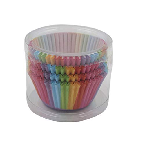 F-blue Papel de la Magdalena 100pcs Color del Arco Iris Forros de Papel Mollete Casos Arco Iris de Molde Cajas de la Torta Molde de cocción Copa de Accesorios de Cocina