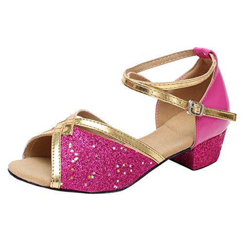 Fannyfuny_Zapatos de Bebé Niño Niña Verano Zapatos de Tango Latino Arco Princesa Sandalias Perla Zapatitos de Tacón Bebé Niña Primavera Verano Zapatillas de Baile Niñas