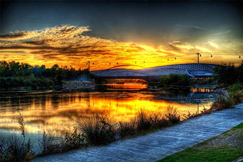 FAWFAW Puzzle Personalizado 1000 Piezas, España Aragón Al Atardecer Puente Río Paisaje, 1500/1000/500/300 Piezas, Regalos De Juguetes para Niños