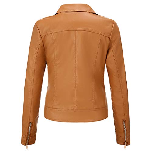 Feytuo Mujer Chaqueta Cuero Sintético Biker Chaqueta Capucha Casual Manga Larga Color sólido Abrigo Corto de Invierno cálido para Mujer Chaqueta de Cuero Parka Cremallera Tops Abrigo Outwear