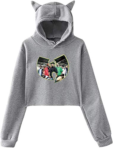 FGRFQ Sudaderas con Capucha Hip-Hop-WuTang Cat Ear Hoodie Sweater Hooded Pullover Girls Women Leak Navel Sweatshirt