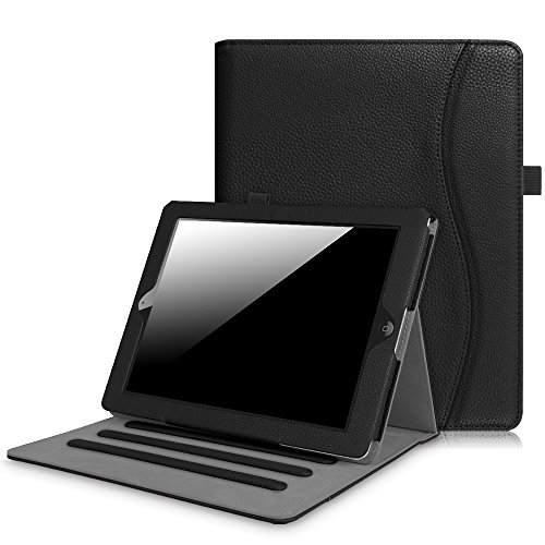 Fintie Funda para iPad 4/3/2 - [Protección de Esquina] [Multiángulo] Carcasa con Bolsillo y Función de Soporte y Auto-Reposo/Activación, Negro