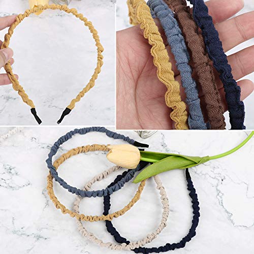 FLOFIA 10 pcs Diademas Pelo Mujer Fina de Tela con Arrugas Turbantes Pelo Banda Cinta Headbands Elásticas Multicolor Accesorios para Cabello Cabeza para Mujer Chica