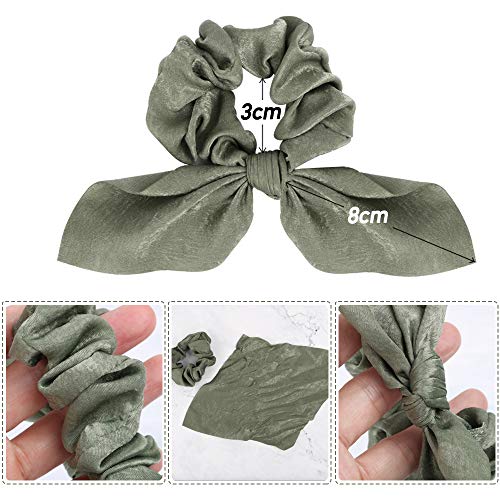 FLOFIA 18pcs Coleteros de Pelo Lazo Gomas Elásticas para Pelo Mujer Scrunchies con Lazo de Gasa Multicolor Pañuelos para Pelo Mujer Patron Conejo Oreja Accesorios Banda De Tela Suave para Cabello