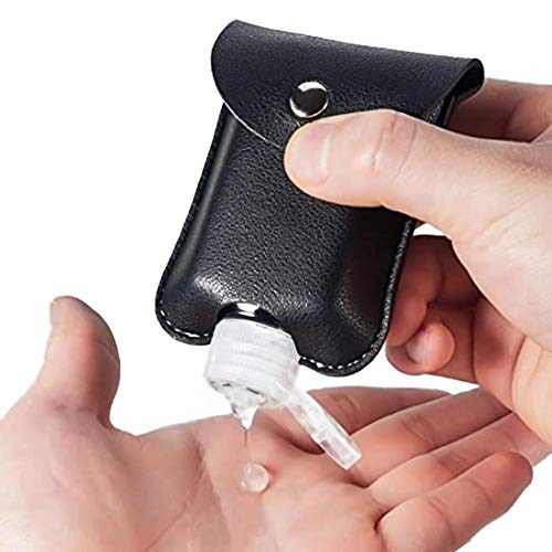 FlowerKnows Botella De Viaje De Plástico A Prueba De Fugas con Llavero De Cuero para Desinfectante De Manos, Aceite Esencial, Bolsa De Pañales Recargable, Clips para Botellas (2 Colores)