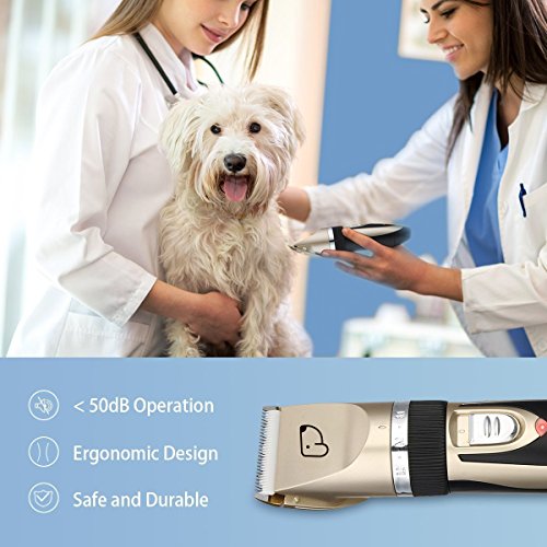 Focuspet Cortapelos para Perro, Profesionales para Perros Gatos Mascotas, Bajo Ruido Peine de Guía Ajustable Peluquería para Mascotas, Recortadora para Perros Clippers para Animal Belleza