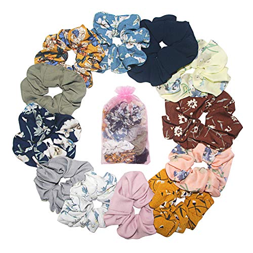 FORMIZON 12 Piezas de Scrunchies de Pelo Flor de Gasa, Coleteros de Gasa para Cabello, Elástico Hair Scrunchies para Mujeres y Chicas