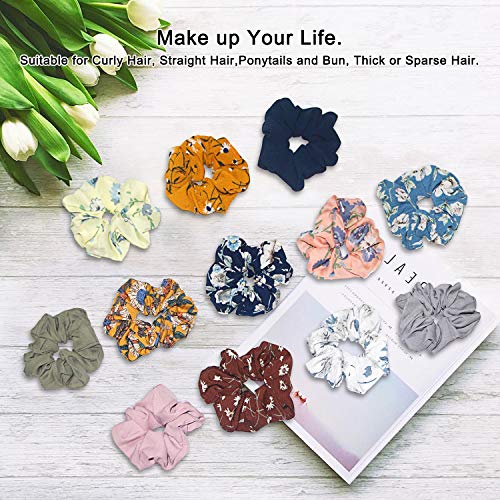 FORMIZON 12 Piezas de Scrunchies de Pelo Flor de Gasa, Coleteros de Gasa para Cabello, Elástico Hair Scrunchies para Mujeres y Chicas