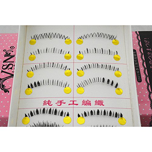 Frcolor Pestañas postizas, 10 pares 10 Desgin Anime Cosplay Pestaña Fake False Upper Lower Pestañas Lower Lashes False Eyelashes (10 pares superiores + 10 pares inferiores)