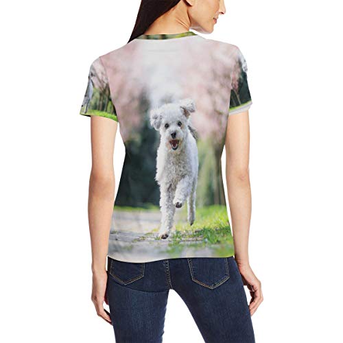 Frise White Curly Dog - Camiseta informal de manga corta para mujer, cuello redondo, cómoda Bm002 XL