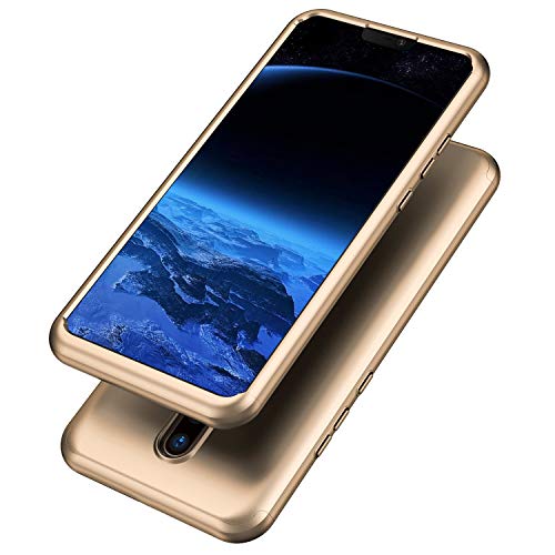 Funda Compatible con One Plus 6.KunyFond Carcasa Case 360 Grados Todo Incluido Back Cover 3 en 1 PC Rígido Silicona TPU Carcasa Ligero Ultrafino Carcasa Anti-Golpes Bumper,Oro