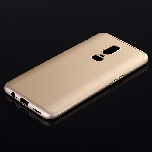 Funda Compatible con One Plus 6.KunyFond Carcasa Case 360 Grados Todo Incluido Back Cover 3 en 1 PC Rígido Silicona TPU Carcasa Ligero Ultrafino Carcasa Anti-Golpes Bumper,Oro