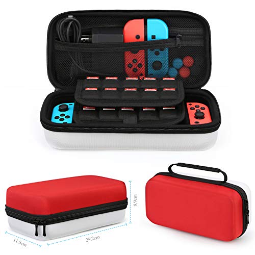 Funda para Nintendo Switch, HEYSTOP 11 en 1 Nintendo Switch Estuche portátil Incluye 2 Joy-Con Grips para Nintendo Switch, PlayStand ajustable, Protector de Pantalla con 6 Tapas de Agarre para Pulgar