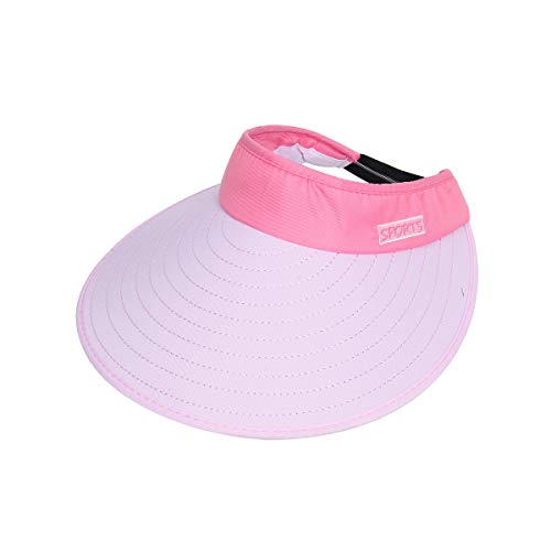 Funhoo Señoras Sombrero para el Sol Mujeres de ala Grande Visera Protectora Empaquetable de Viaje de Verano Pliegue Enrollable Gorra de Playa solares Ajustables con Diadema (Rosa Claro)