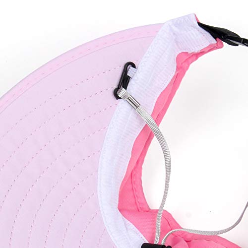 Funhoo Señoras Sombrero para el Sol Mujeres de ala Grande Visera Protectora Empaquetable de Viaje de Verano Pliegue Enrollable Gorra de Playa solares Ajustables con Diadema (Rosa Claro)