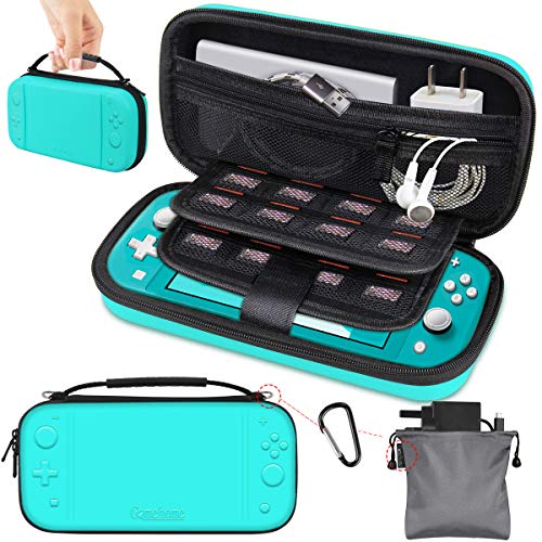 GameHome Compatible para Nintendo Switch Lite Funda Protectora, Ligera Rígida Estuche con 16 Cartuchos de Tarjetas de Juego Funda Compatible con Nintendo Switch Lite Consola y Accesorios (Turquesa)