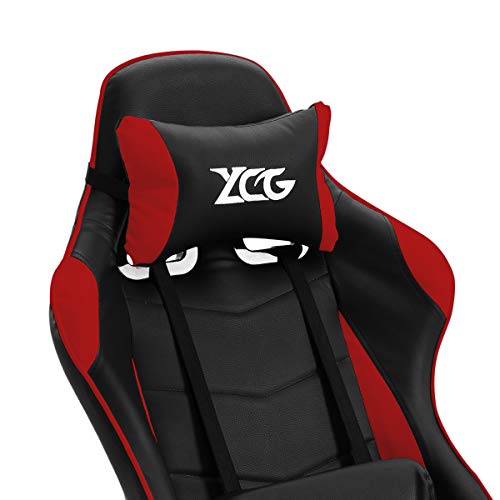 GAMING - Silla gamer oficina gaming, sillon escritorio ergonómico despacho giratoria color rojo, reclinable ajustable con reposabrazos, 5 ruedas