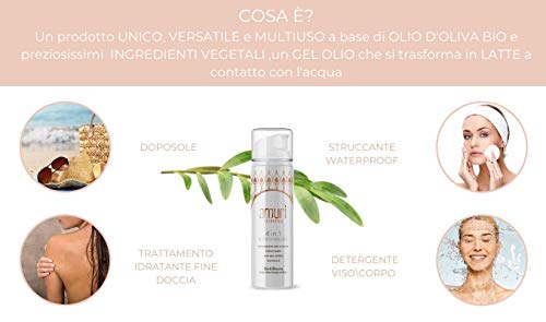 Gel Limpiador Facial Amuri Cosmetica, limpiador Facial/Corporal,Desmaquillante, Loción 4 en 1 BIOTECNOLOGY Natural Aceite Oliva Orgánico y Extractos Plantas, Reduce la Hiperpigmentación de la Piel