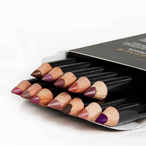 GFCGFGDRG NICEFACE 12pcs / Set de Maquillaje a Prueba de Agua Delineador de Labios de Larga duración Conjunto Desnuda Barras de Labios Mate de la Pluma del lápiz Labial