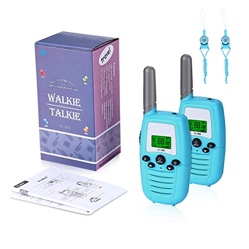 Gifort Walkie Talkie, Walkie Talkie Niños 16 Canales 3KM Rango LED Linterna Incorporada LCD Pantalla Función VOX Juguete de Camping al Aire Libre Regalos para Niños de 3+ años(2 Piezas, Azul)