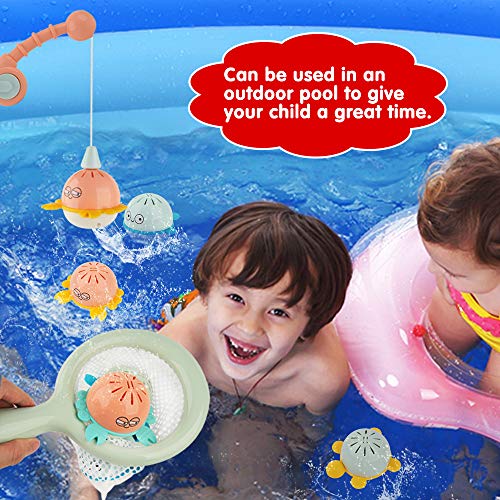 GizmoVine Juguete de Baño, Pescar Flotante Squirts Toy y Cucharada de Agua con Bolsa Organizadora, Juguetes de Pesca Baño Piscina para niños Niñito Bebé Muchachos Chicas