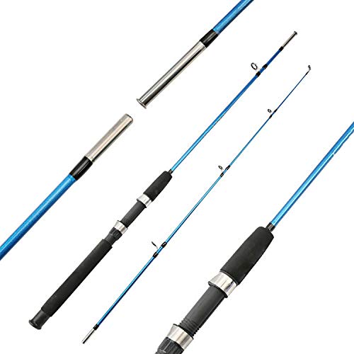 good-girl Fishing rod Azul y Rojo Polo portátil 1.8M 2 Segmento de Spining Casting de Fibra de Carbono/Vara M Power señuelo Suave de la Pesca, Azul Cielo, 1,8 m