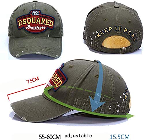 Gorra de béisbol de la Vendimia Borde de molienda Sombrero del Golf con Dsquared Bordado, Unisex Mallas Caps Sombrero del papá,Negro