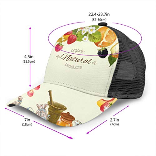 Gorra de béisbol Hombres Mujeres, Vector Fruta Baya Cosmética Frontera Miel Ajustable Camionero Malla Verano Béisbol ventilado Sol Gorra Sombrero para Mujer Sombrero