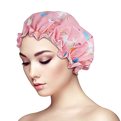 Gorros de Ducha de Unicornio de 4 Piezas, Gorro de Ducha de Doble Capa Impermeable para Ayudar a Proteger El Cabello, Adecuado para La Ducha de Las Mujeres, Spa, Salón, Etc(4 Colores)