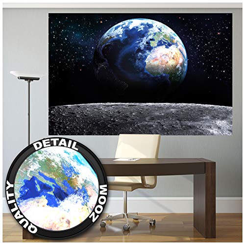 GREAT ART Mural de Pared – Vista de la Tierra Desde el Espacio – Decoración Mural Mundo Luna Cielo Planeta Galaxia Universo Cosmos Globo World Foto Tapiz Y Decoración (210 x 140 cm)