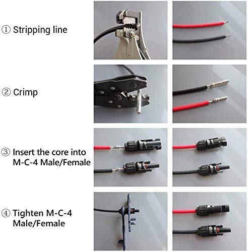 GTIWUNG 6 pares Conector MC4, Conector Solar Fotovoltaico, Macho/Hembra MC4 Conector Impermeable de Anillo de Sello Impermeable, Conectores de Cable de Panel Solar para Sistema Fotovoltaico, Negro