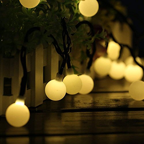 Guirnalda Luces Exterior Solar Cadena de Luces, 60 LED 10M IP65 Impermeable 8 Modos Guirnalda Luminosas, Luces Solares LED Exterior Jardin, Casas, Boda, Fiesta, Festival [Clase Energética A ++]