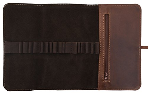 Gusti Estuche Lápices Cuero studio Casper Lapicero Universidad Trabajo Oficina Bolígrafo Unisex Vintage Retro Marrón Oscuro 2S2-22-6