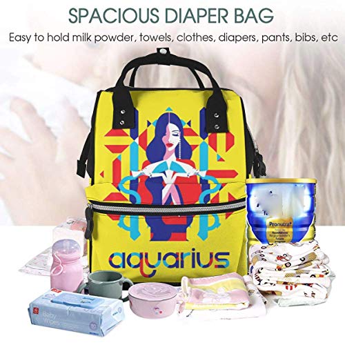 GXGZ America Flag Aztec Aquarius Mochila impermeable para pañales, compartimento con dos bolsillos y ocho de almacenamiento, elegantes y duraderas bolsas de lactancia para padres