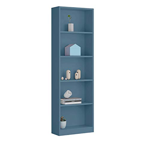 Habitdesign 005422P - Estantería Juvenil 6 baldas, Color Azul WIC, Medidas: 180x52x25 cm de Fondo