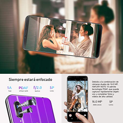 HAFURY Note 10 4G Android 9 Dual Sim Smartphone Libre Desbloqueado, Pantalla 5.93 Inch FHD con batería de 4000Mah, 4GB RAM+32GB ROM, Ampliable hasta 128 GB, teléfono móvil Doble cámara 8MP+16MP,Negro