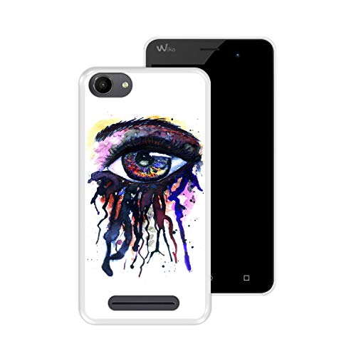 Hapdey Funda Transparente para [ Wiko Jerry - Lenny 3 - K-Kool ] diseño [ Salpicaduras de Ojos - Acuarela y Tinta ] Carcasa Silicona Flexible TPU