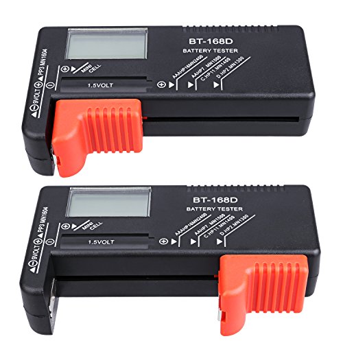 Hapurs - Medidor de voltaje de pilas DK013, para pilas AA, AAA, C, D, 9 V, 1,5 V, BT-168D, de botón, HPDLL10