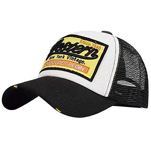 heekpek Gorras Hmobre Beisbol con Visera Gorra de Rejilla Bordados de Verano Mujer Transpirable Casual Gorras Rapero Trucker Hombre Viseras Hombre Retro (Negro)