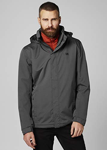 Helly Hansen Dubliner Chamarra Aislante Impermeable con Capucha Plegable para Clima frío, Hombre, 53117, 991 Black Melange, Medium