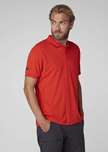 Helly Hansen Riftline - Polo de Manga Corta para Hombre con protección Solar, Hombre, 50982, Rojo (Alert Red), Small